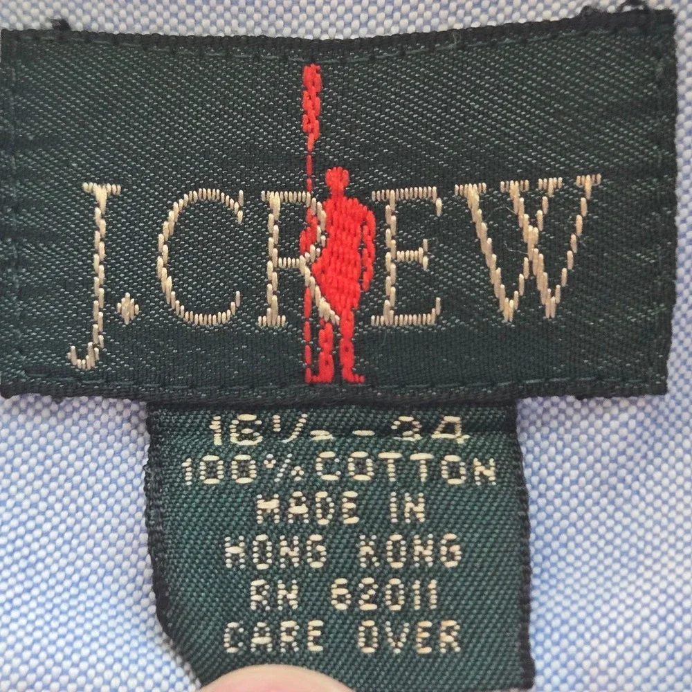 Vintage J. Crew Oarsman Blue Oxford Button Down Shirt Mens 16.5 34 Cotton